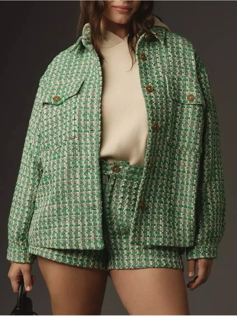 Maeve Tweed Shacket - 1X - Anthropologie